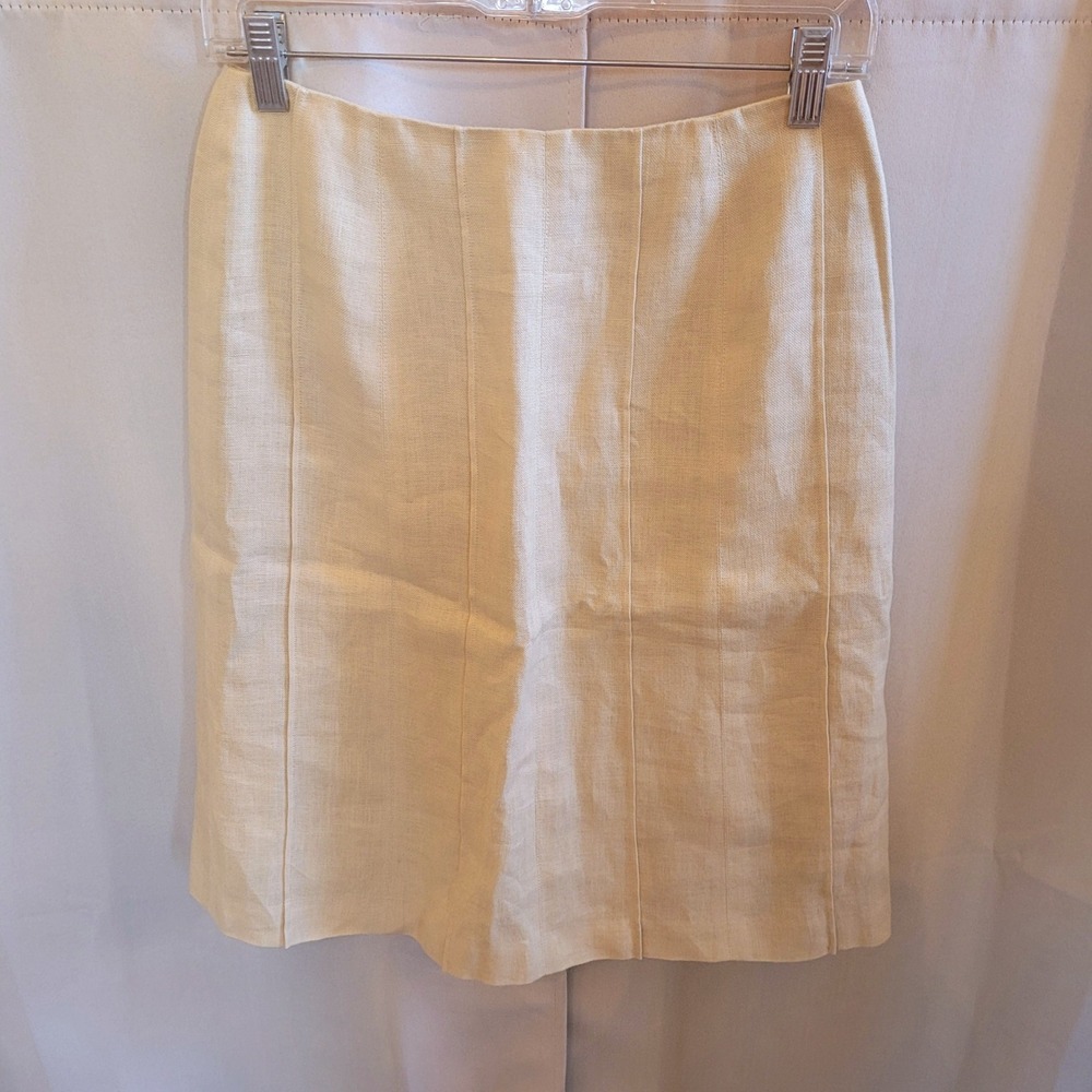 Talbots Irish Linen Womens Skirt 4 Cream Seamed Pencil Quiet Luxury Preppy 21649